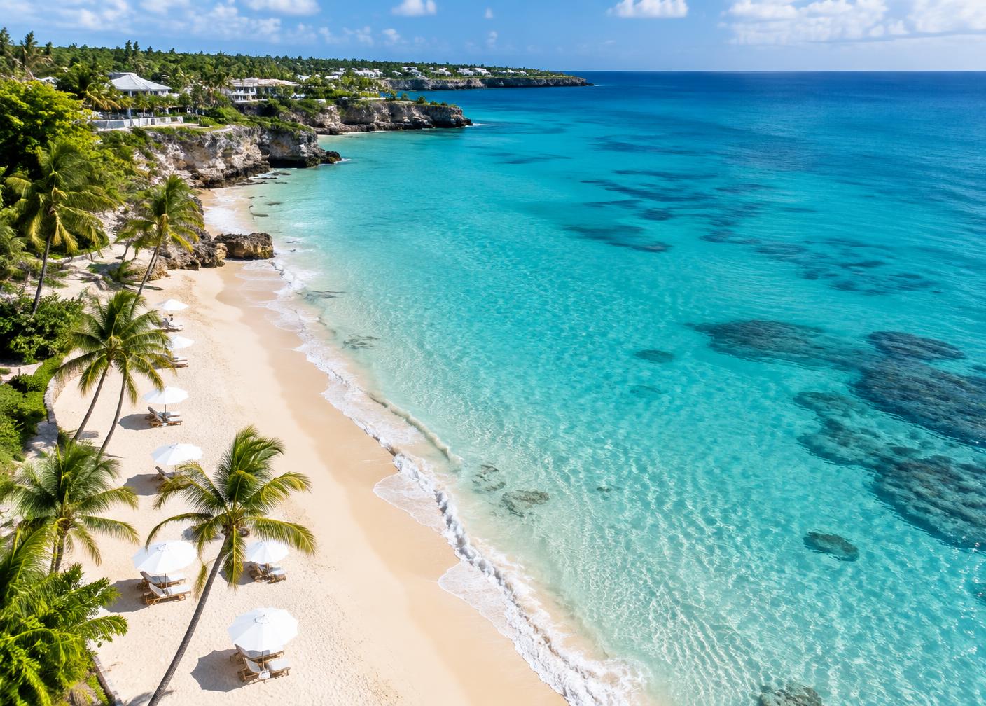 Turquoise water and a palm-lined beach in Barbados